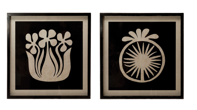 Framed Wall Decor with Abstract Flower