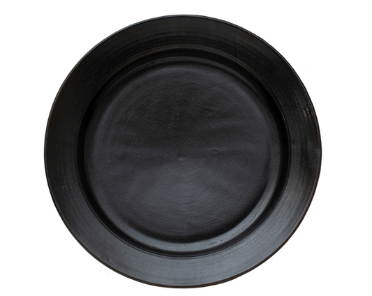 Stoneware Plate, Matte Black Reactive Glaze