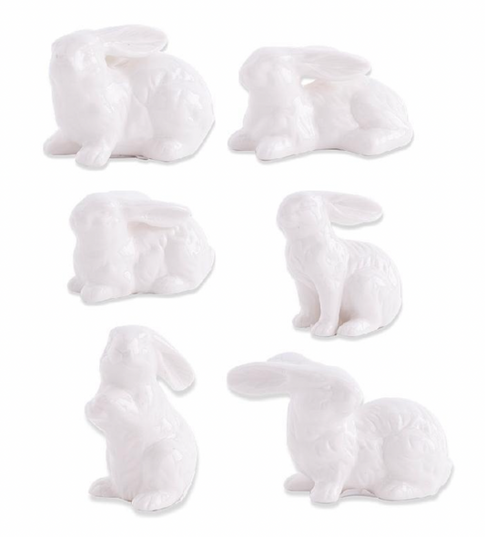 Assorted White Porcelain Bunnies