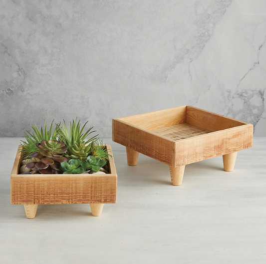 Square Wood Planter with feet
