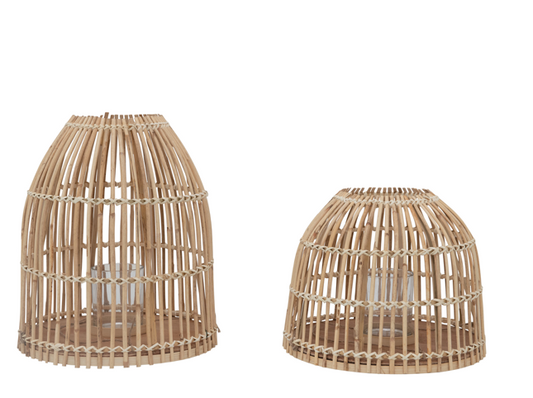 Bamboo Lanterns with Glass Inserts
