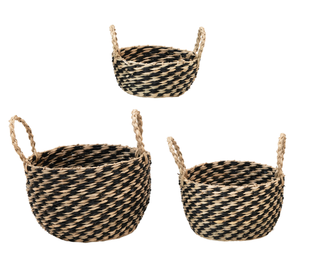 Hand-Woven Seagrass Baskets with Handles