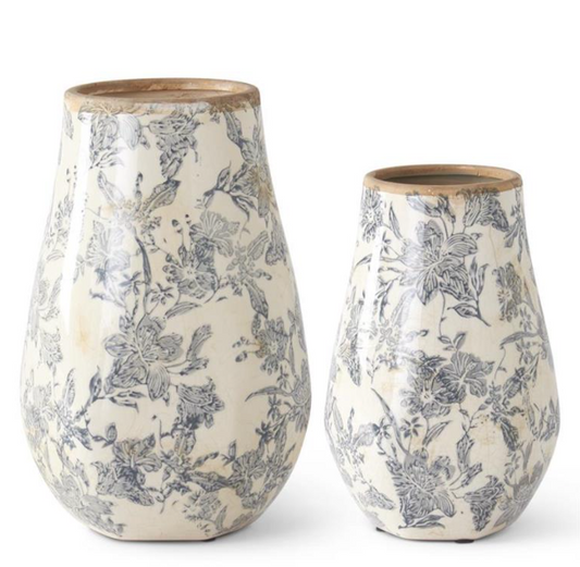 White & Black Ceramic Floral Vases