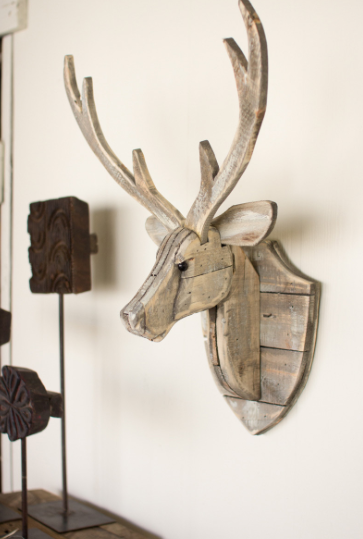 Recycled Wood Deer Head Wall Hanging
