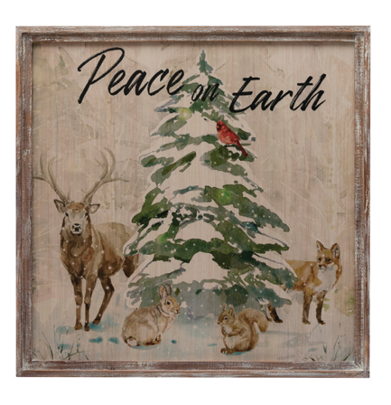 Peace on Earth Wood Framed Wall Decor