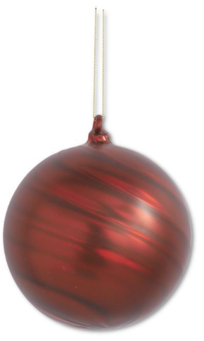 Matte Red Swirl Round Glass Ornament