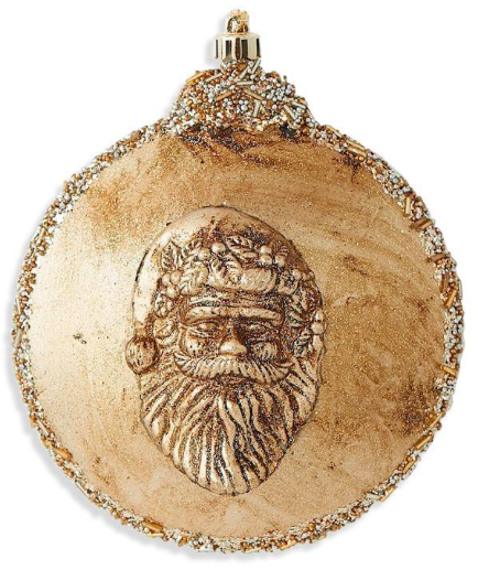 Round Gold Santa Head ornament
