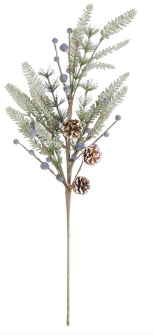 Frosted Fir Pine with Pinecones and Blueberries