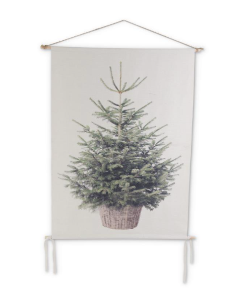 Canvas Scroll Christmas Tree Banner W/LED Timer