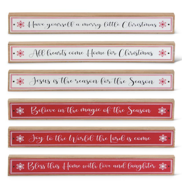 Assorted Enamel Holiday Message Signs - White and Red