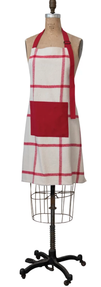 Cotton Flannel Apron with Grid Pattern