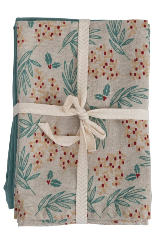 Square Cotton Printed Napkins with Floral Pattern
