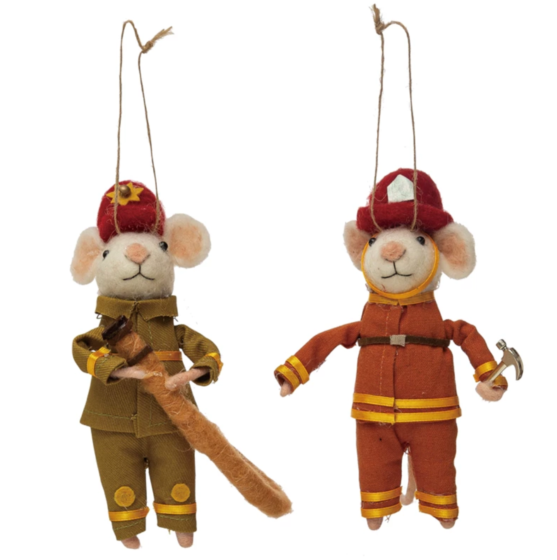 Wool Felt Fireman Mouse Ornament
