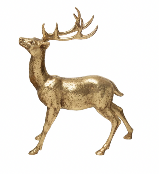 Resin Standing Deer with a Gold Finish