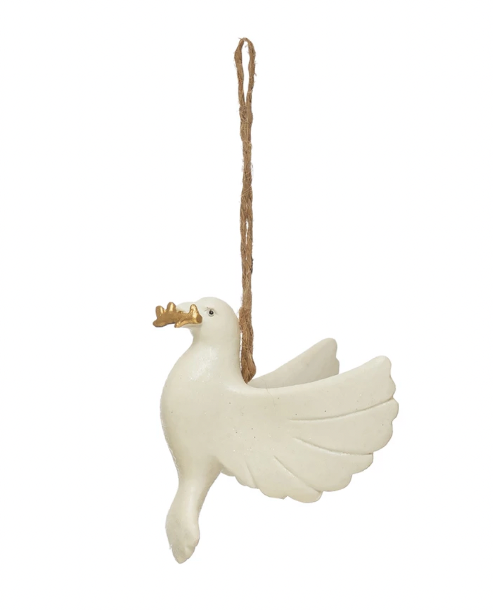Resin Dove Ornament with Glitter