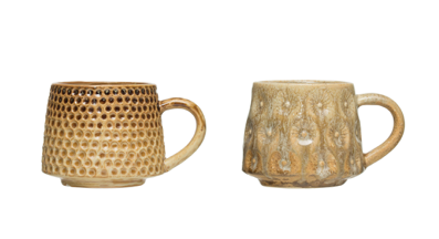 Debossed Stoneware Mug with Glaze, 2 Styles