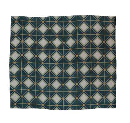 Recycled Cotton Blend Printed Throw with Diamond Pattern