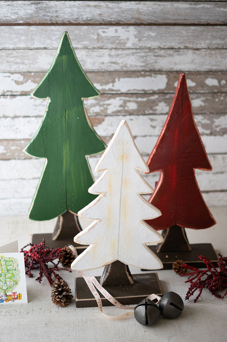 Painted Wooden Christmas Trees