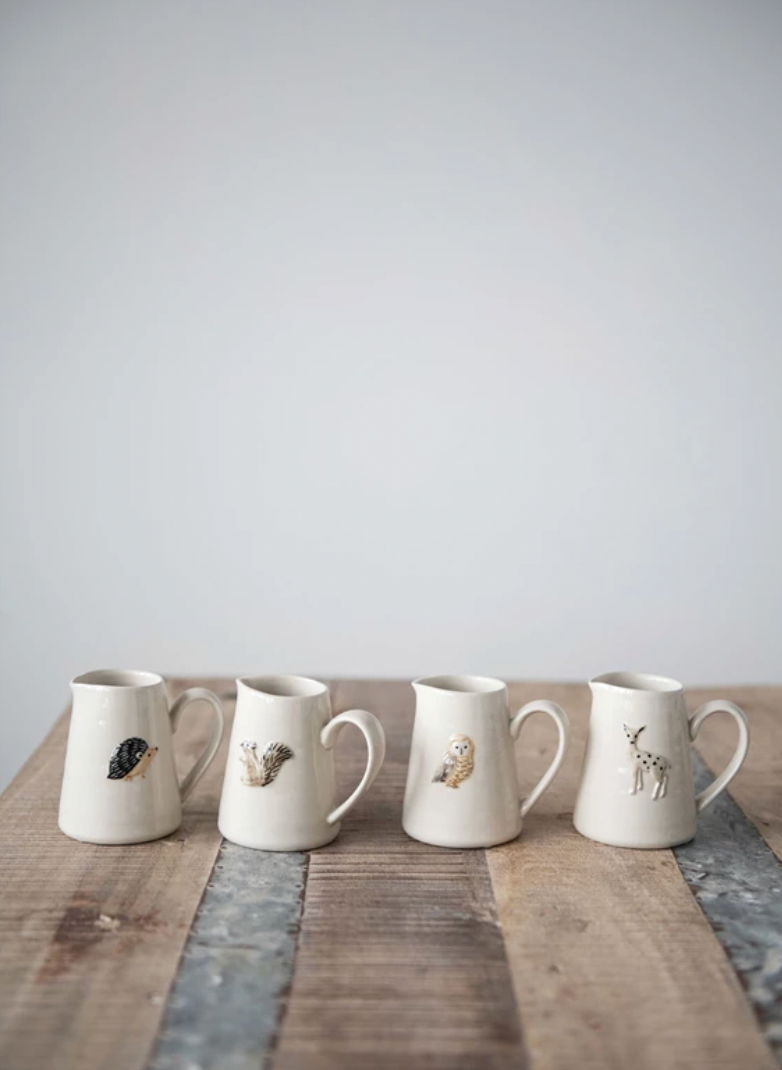Hand-Painted Creamer with Forest Animal