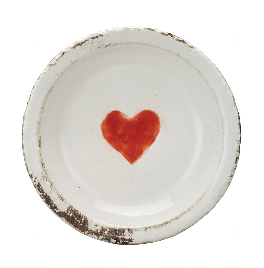 Distressed Terracotta Dish with Heart