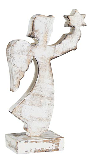 wooden angel with star with base