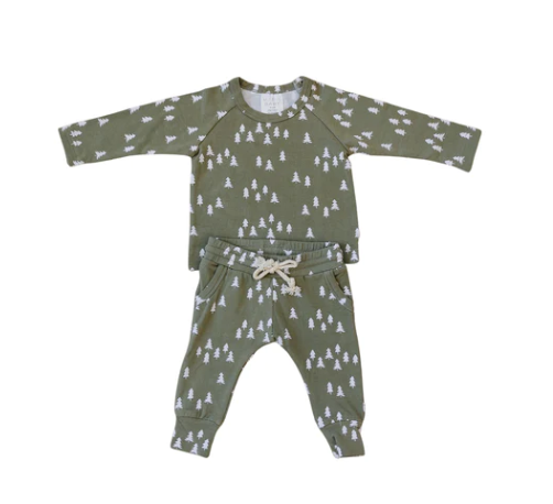 Olive Pines Two-piece Pocket Set By Mebie Baby