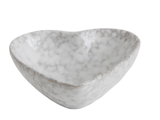 Stoneware Heart Dish Antique White Finish