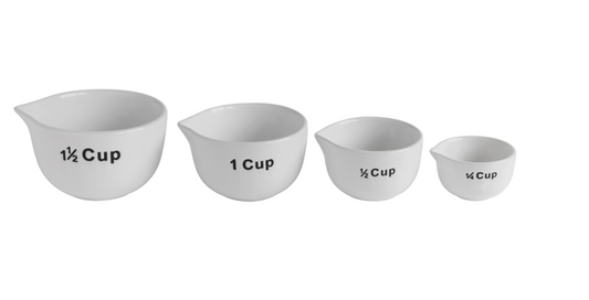 Stoneware Set of 4 Measuring Cups White