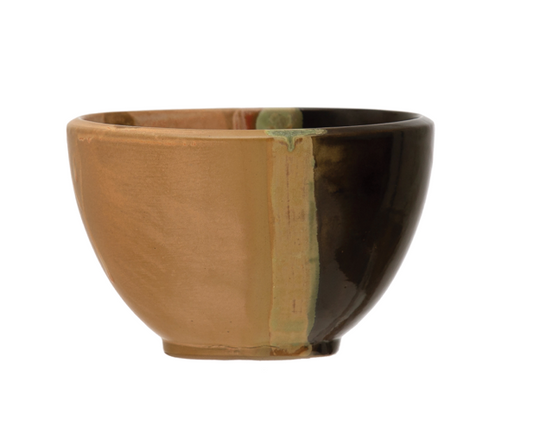 Hand Painted Stoneware Bowl, Reactive Glaze