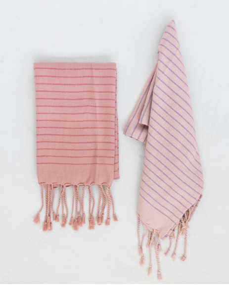 Turkish Cotton Tea Towel with Stripe & Fringe