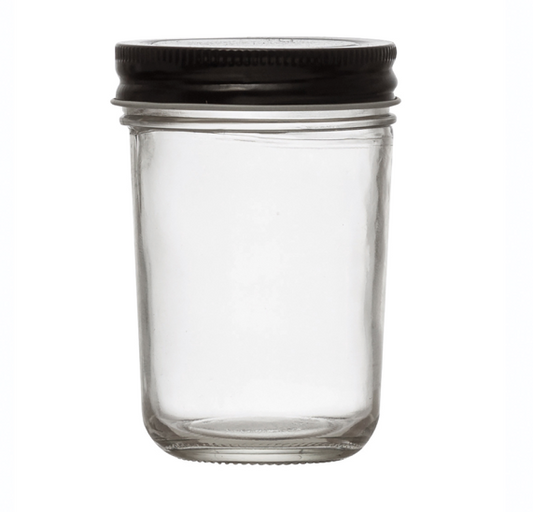 Glass Jar with Black Metal Lid