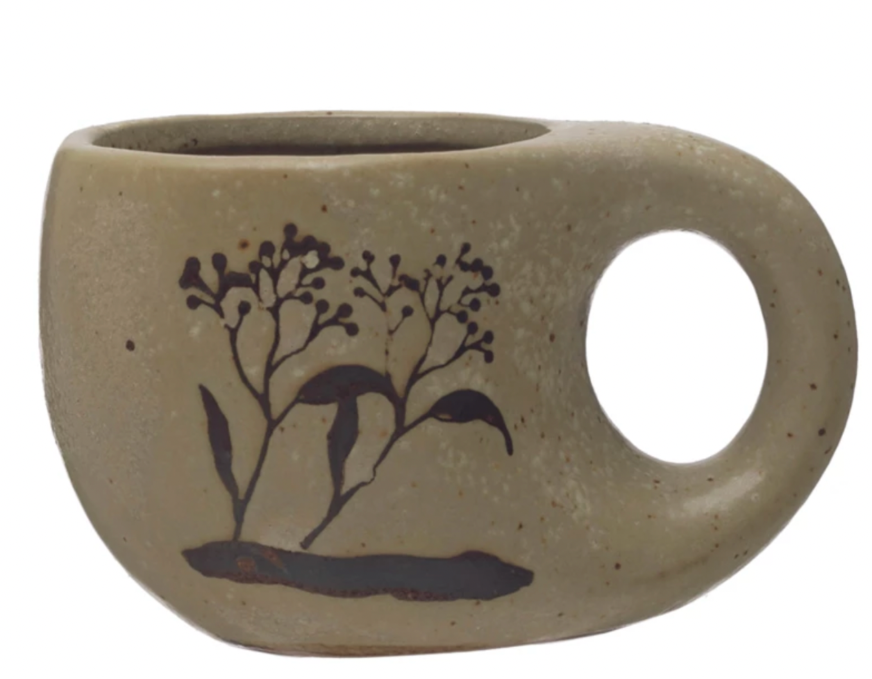 Stoneware Mug w/ Wax Relief Floral Image