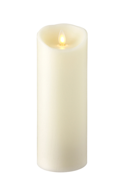 Plush Flame Ivory Pillar Candles
