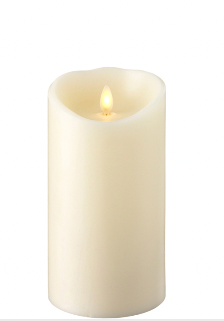 Plush Flame Ivory Pillar Candles