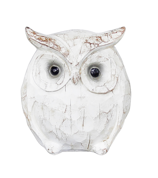 Antique White Resin Owl