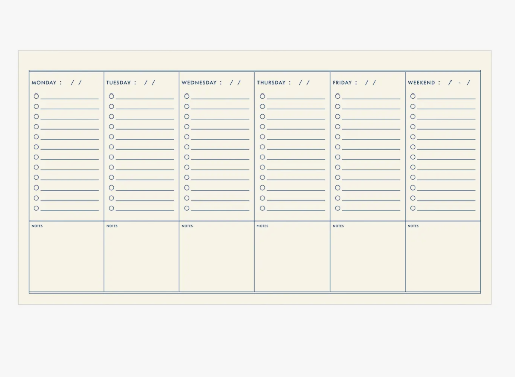 To Do Simple Undated Weekly Planner