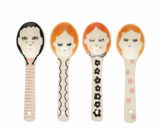 Hand-Painted Stoneware Face Spoon