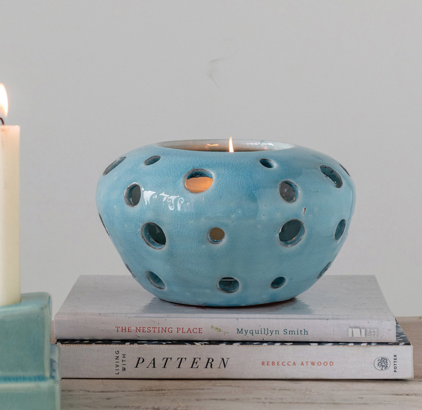 Terracotta Candle Holder with Holes