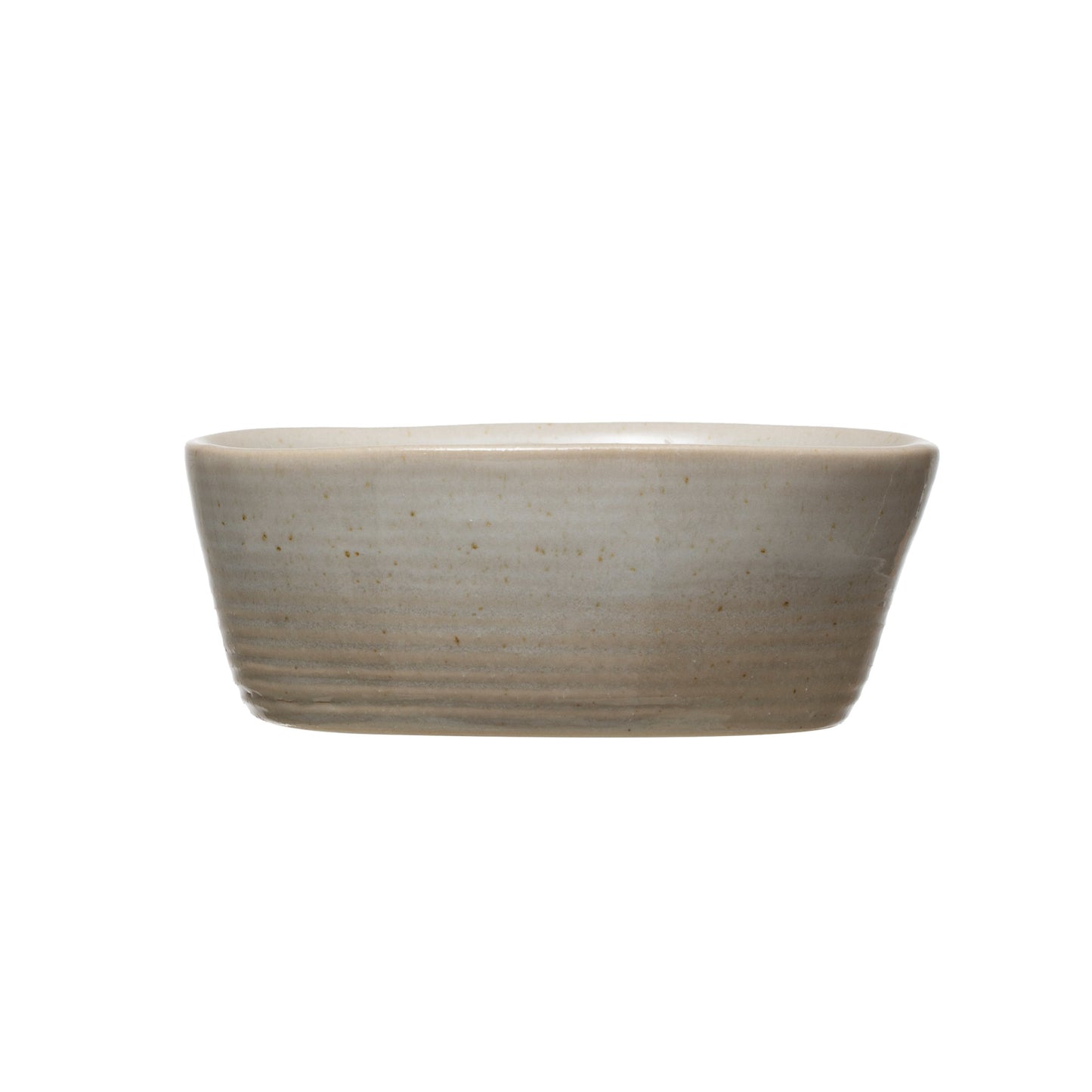 Oval Stoneware Bowl with Reactive Glaze